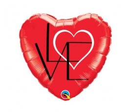  Fooliumist õhupall "Süda - Love" (46 cm)