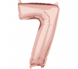 Fooliumist õhupall "Number 7" roosakas/kuldne (26" 43 cm. x 66 cm.)