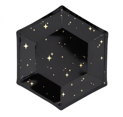 Lėkštės "Žvaigždės" / juodos (6 vnt./20 cm.)