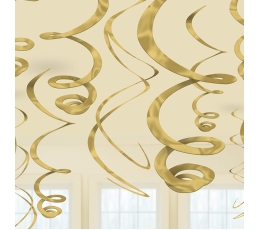 Riputatavad kaunistused - spiraalid, kuldsed (12 tk./55 cm)