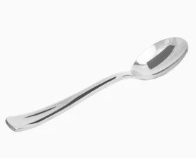 Korduvkasutatavad mini-lusikad, hõbedased (50 tk/10 cm)