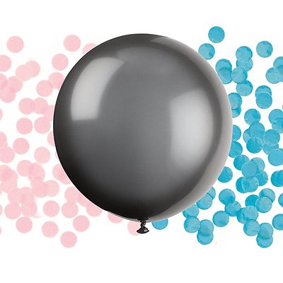  Suur õhupall "Kes sünnib?", Roosa / sinise konfetidega (1 tk / 60 cm)